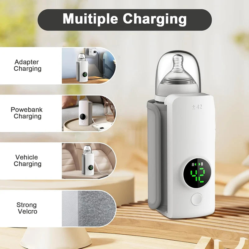 🍼 Baby Crying for Milk? Warm It in Just 2–5 Minutes! 🔥 Portable Rechargeable Bottle Warmer – Perfect for Travel & Night Feeds