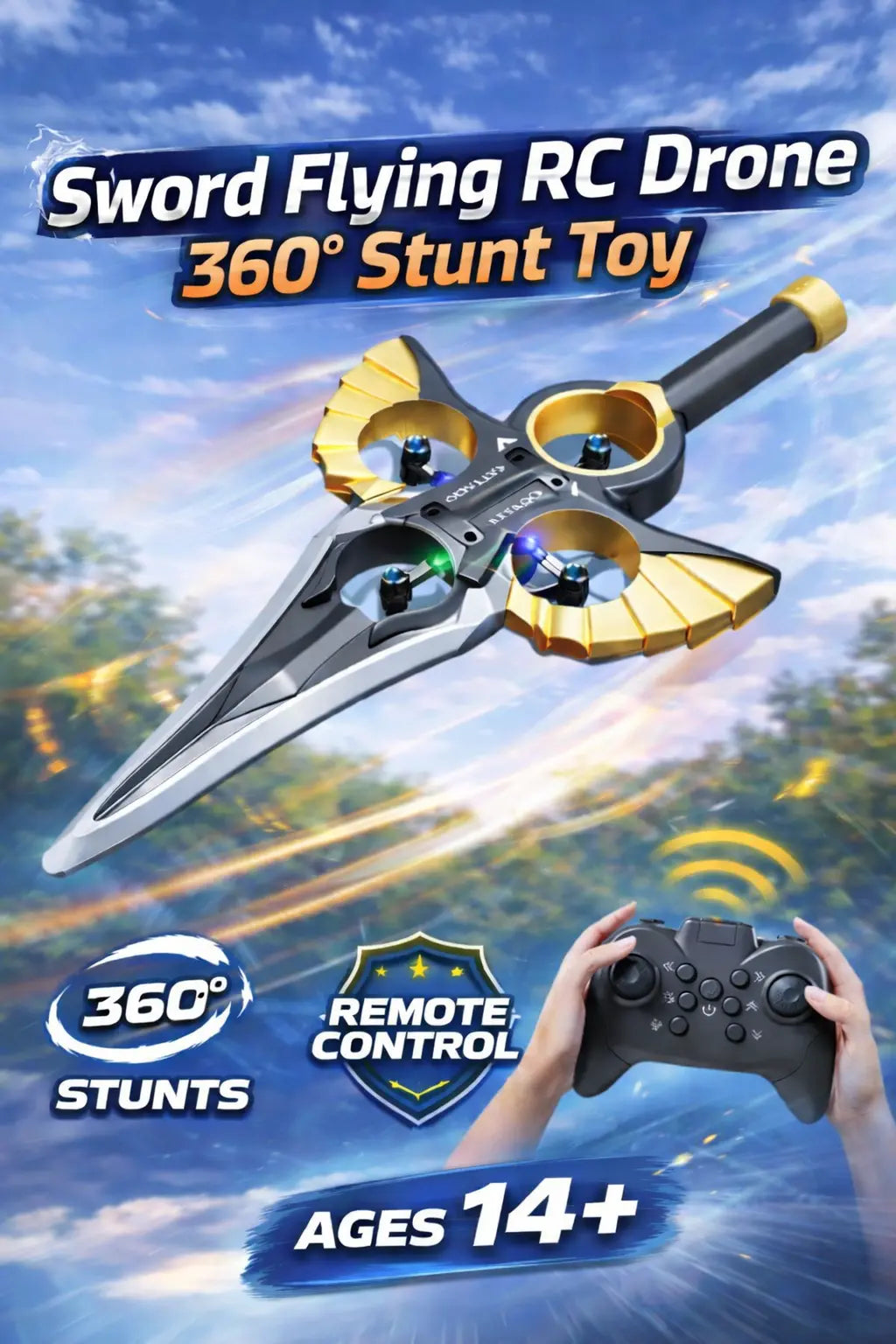 🚀 Sword Fighter RC Drone – 360° Stunt Flying & Remote Control Toy