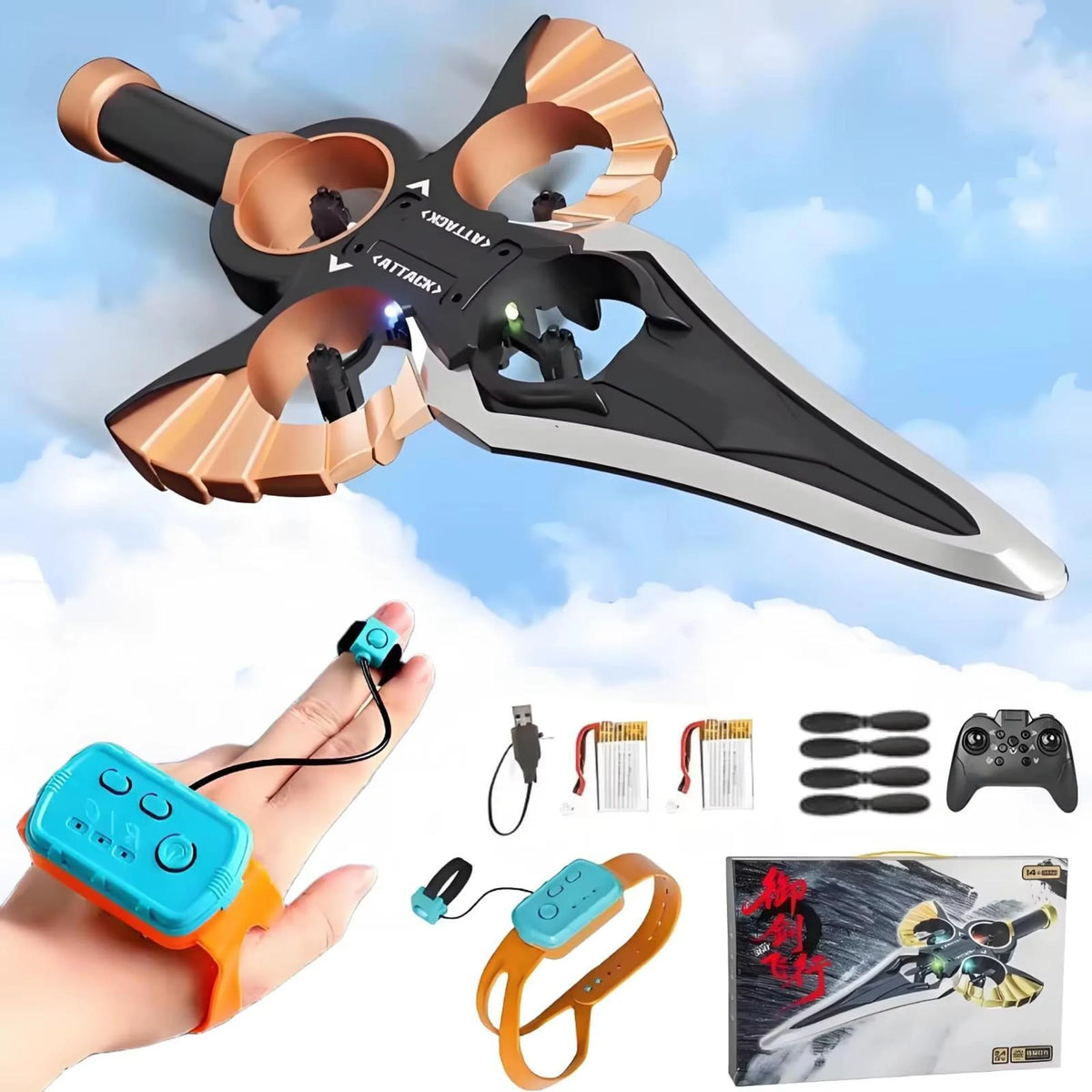 🚀 Sword Fighter RC Drone – 360° Stunt Flying & Remote Control Toy